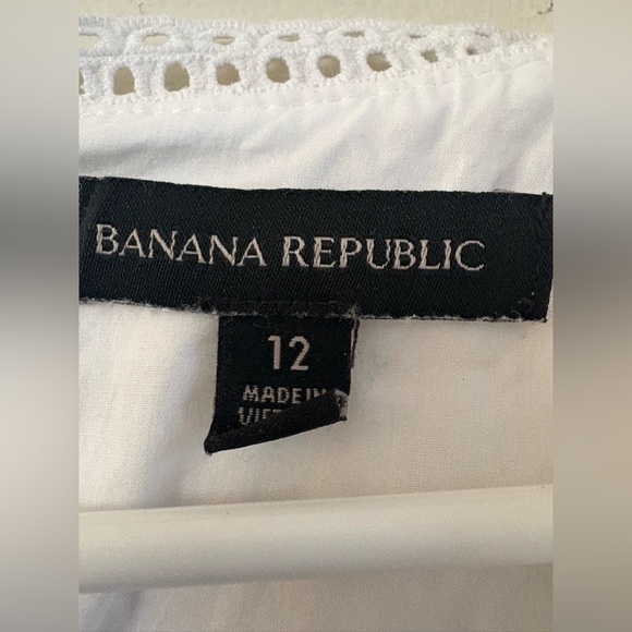 Banana Republic Eyelet Puff-Sleeve White Mini Dress size 12 - Picture 3 of 7
